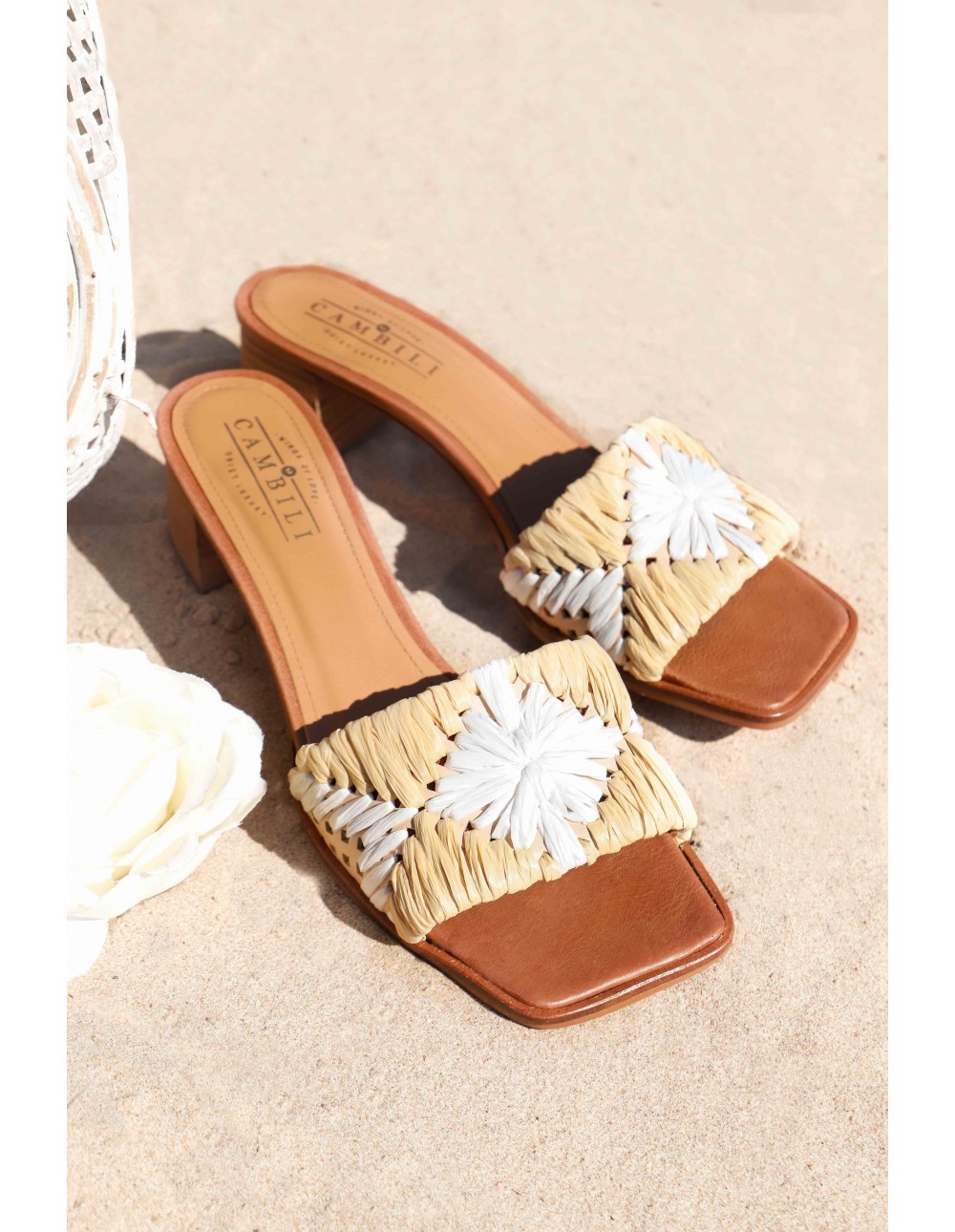Mules tacon Florence Rafia 2
