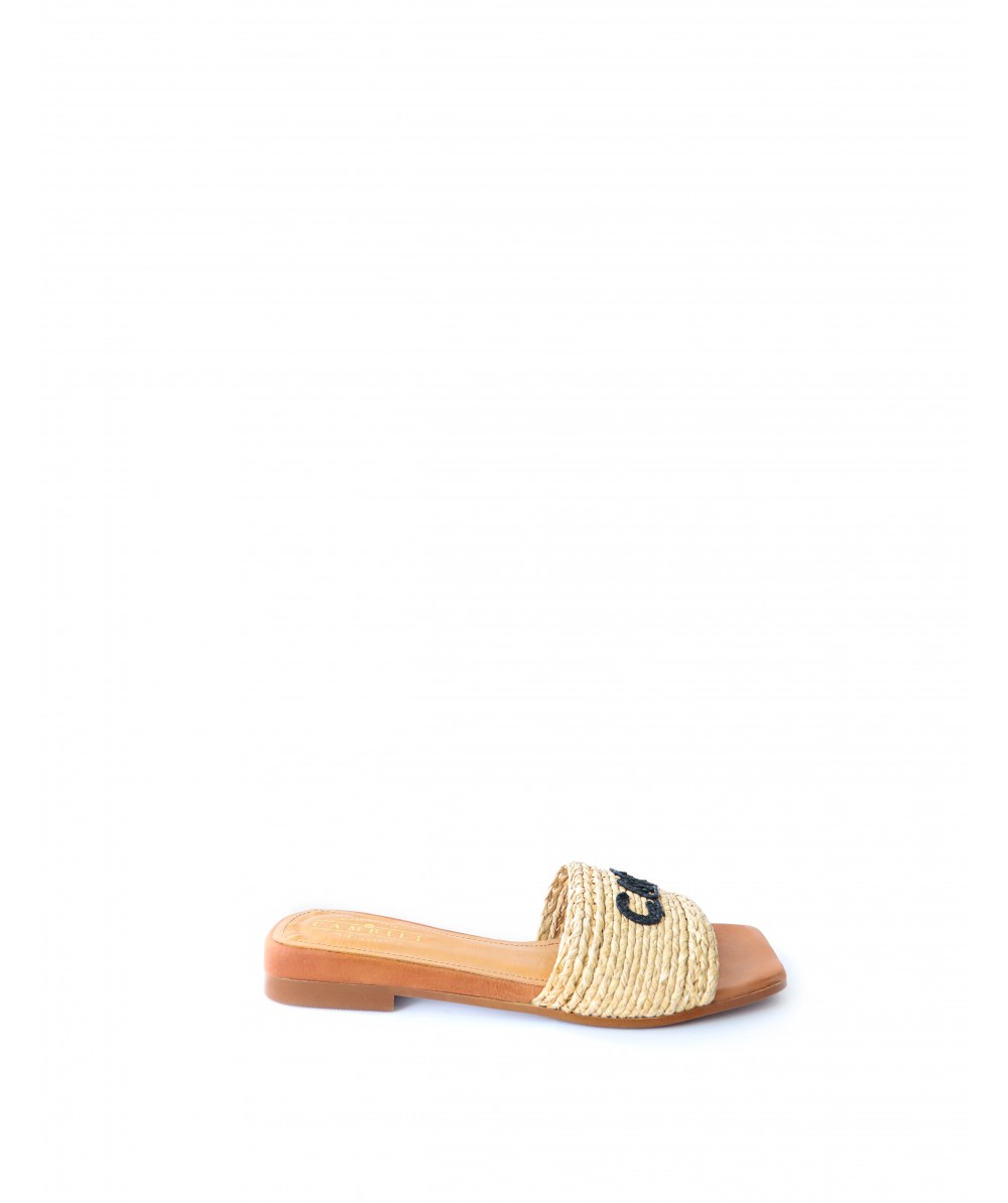 Mules planas CamBili Talla 36 Color Toasted Caramel - Raffia