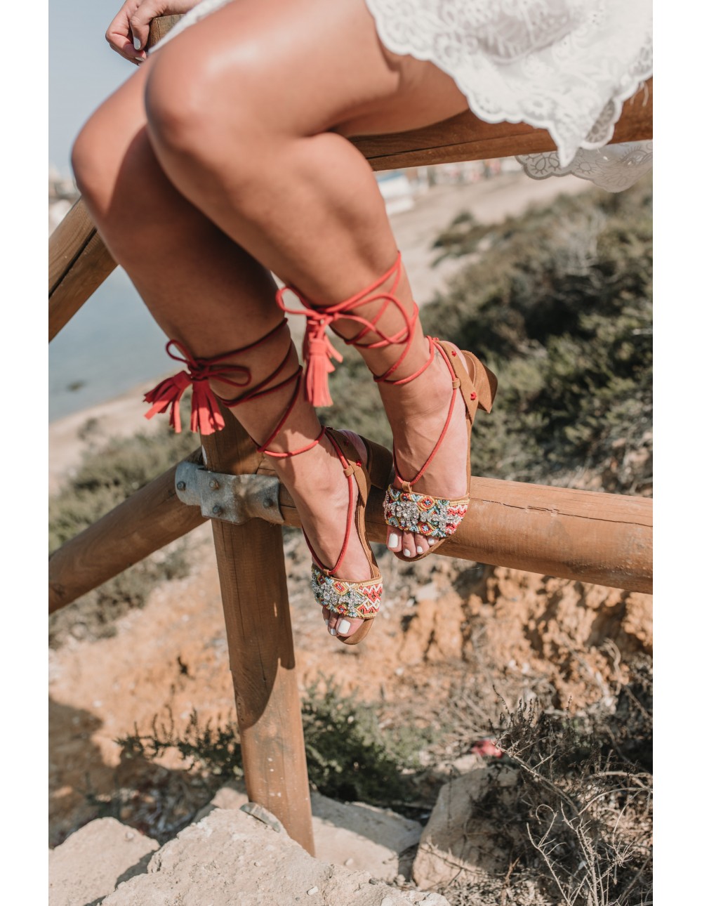 Lace up heel Etna cognac... 2