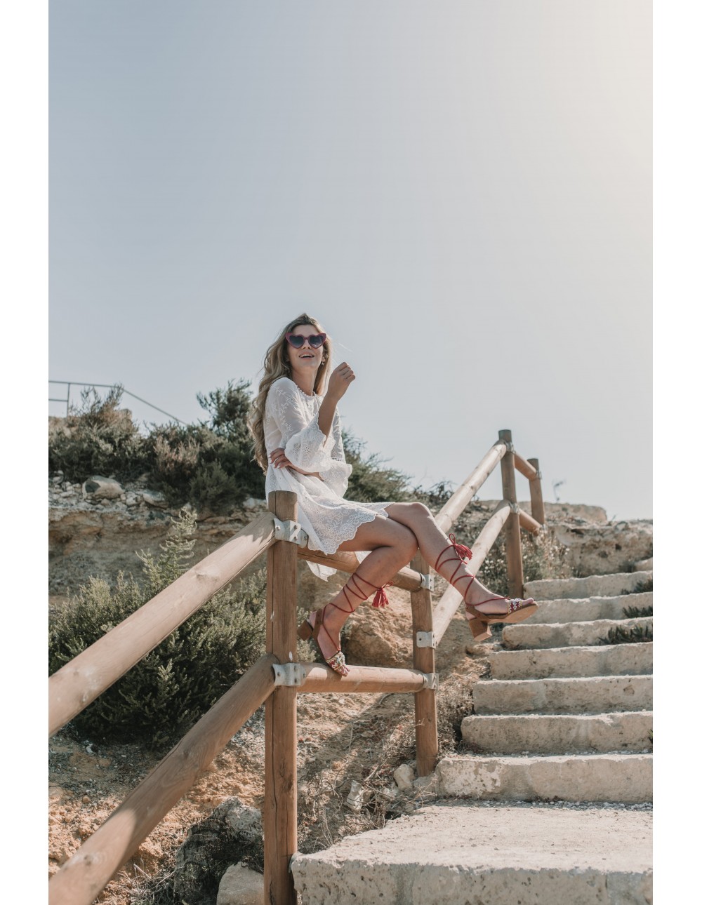 Lace up heel Etna denim sandal 2